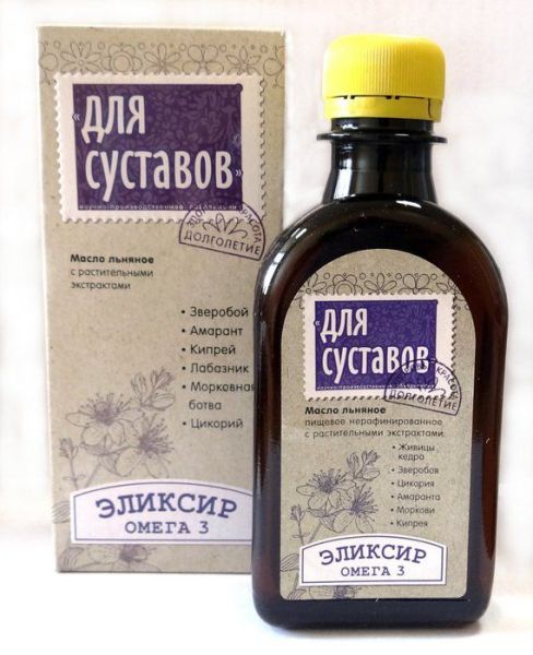 Изображение товара Масло льняное эликсир омега 3 для суставов, 200 мл Масло льняное эликсир омега 3 для суставов, 200 мл фотография