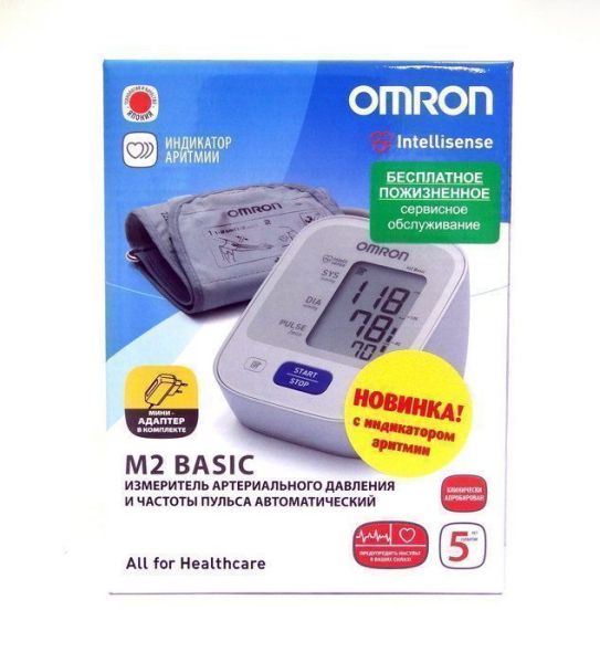 Изображение товара Тонометр Omron M2 Basic автомат с адаптером Тонометр Omron M2 Basic автомат с адаптером фотография