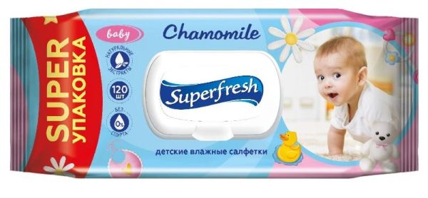 Изображение товара Влажные салфетки superfresh для детей и мам с клапаном 120шт Влажные салфетки superfresh для детей и мам с клапаном 120шт фотография