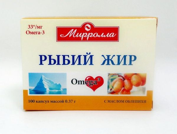Изображение товара Рыбий жир мирролла (масло облепихи) № 100 Рыбий жир мирролла (масло облепихи) № 100 фотография